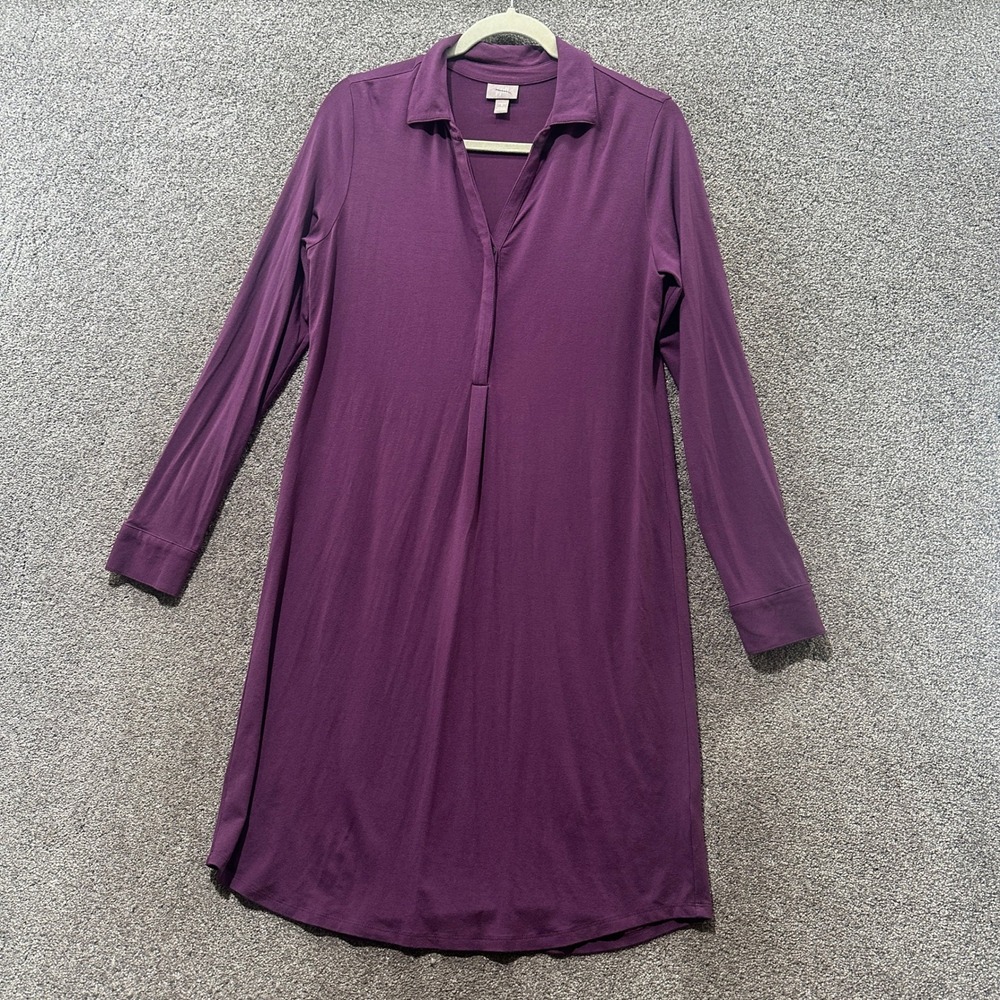 J Jill Shirt Dress Small Plum Purple Stretch Soft Knit Long Sleeve‎ Minimalist